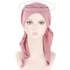 mode musulmane hijab turban chapeaux couleur unie longue queue bandeau élastique pirate chapeaux respirant chimio casquette pour femmes filles