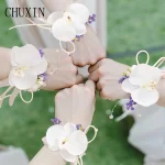 Accessoires pour cérémonie, paquet de 2, 1 boutonnière pour hommes pour fleurs de bal, 1 décoration de Corsage de poignet de demoiselle d&rsquo;honneur de mariée