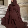 eid musulman abaya femmes en mousseline de soie 3 couches gâteau fête cardigan robe jalabiya robes ramadan maroc abayas caftan robes 2026