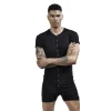 mode hommes sport maillot de corps loisirs maison une pièce maillot de corps t shirt sexy hommes pyjama ensembles à manches courtes combinaison shorts