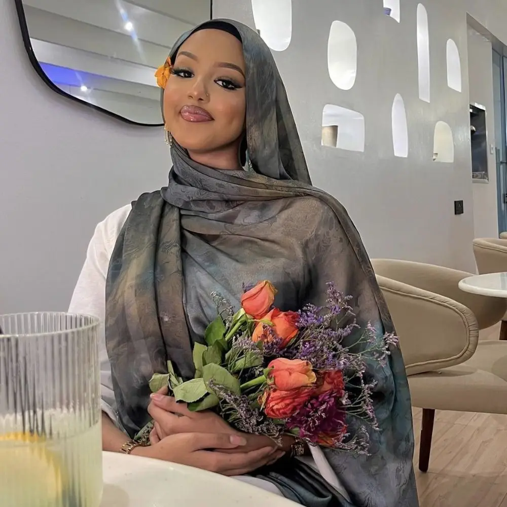 foulard de luxe de style ethnique floral, bandana aquarelle, hijab, imprimé écossais, foulard fin pour femme