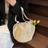 chic simple dame grande capacité sacs à bandoulière shopping sac de plage pour les femmes décontracté paille tissé sac fourre tout femme sac à main sacs à main
