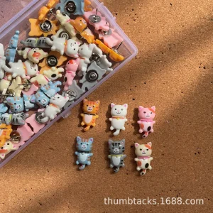 Mini punaises décoratives pour tableau de liège, chat mignon, animal, punaises, mur photo, carte, tableau d&rsquo;affichage