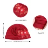 bonnet turban fleur 3d brillant pour femme, écharpe musulmane, hijabs, casquettes de fête de mariage, bonnet plissé, enveloppement de sauna, accessoires pour cheveux, nouveau