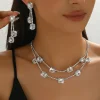 3 pièces d'ensemble de bijoux pour femmes, ensemble collier et boucles d'oreilles en cristal et diamant, bijoux de fête de mariage, bijoux à porter au quotidien