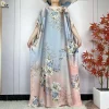 abayas robe imprimée à manches courtes pour femmes, robe élégante, mode dubaï, islam, maxi, vêtements de fête, Été, 2024