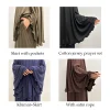 ensemble de prière en jersey de coton pour femmes musulmanes, hijab instantané, eid, ramadan, islam, corde en satin, jupe tiens imar, poches, jilbab, 2 pièces