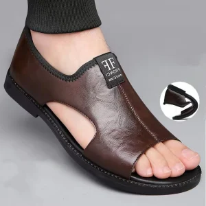 Sandales pour hommes marque chaussures décontractées en plein air mode chaussons pour hommes chaussures de plage confortables haute qualité en cuir hommes sandales plates