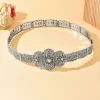 ceinture de mariée vintage en filigrane argenté accessoire de mariage avec sculptures complexes et accents de diamants pour tenues de mariée élégantes