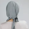 Nouvelles bretelles foulards Hijab instantané écharpe pour femmes châle extensible plaine bandeau musulman mode longues enveloppes Islam Turban