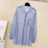 chemise de protection solaire d'été, perspective élégante, chemisier fin en mousseline de soie, coréen harajuku transparent, haut ample, cardigan décontracté pour femmes