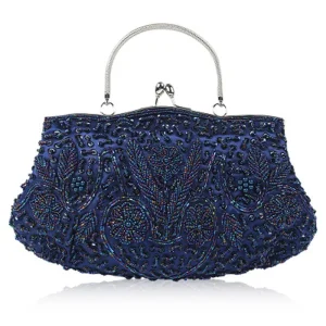 Sac à main pochette de soirée en perles de cristal pour femmes, sacs fourre-tout souples à impression florale, poignée supérieure en métal, sac messager pour les mariées de mariage