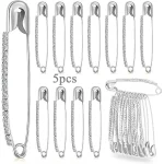 Épingles de sûreté en strass argenté, 5 pièces, Clips pour pull et châle, broches pour femmes, fournitures de fabrication de bijoux pour vêtements, chapeaux, châle