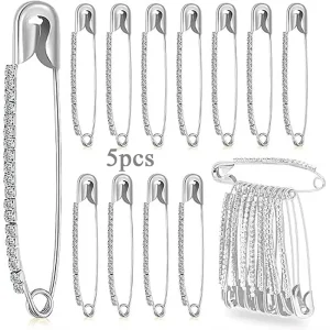 Épingles de sûreté en strass argenté, 5 pièces, Clips pour pull et châle, broches pour femmes, fournitures de fabrication de bijoux pour vêtements, chapeaux, châle