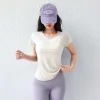 haut de sport respirant à dos creux à séchage rapide, t shirt de yoga léger à manches courtes pour la course à pied et le fitness