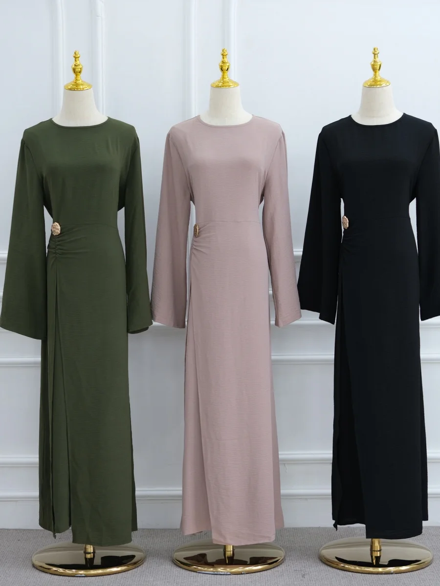 femmes musulmanes arabe dubaï abaya solide cordon longue robe modeste ramadan caftan robe femme musulmane islam vêtements kebaya