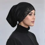 Sous-casquette Hijab intérieure en coton modal avec dentelle, turban musulman, sous-écharpe Islam, bonnet Hijabs doux, casquette tubulaire commandée