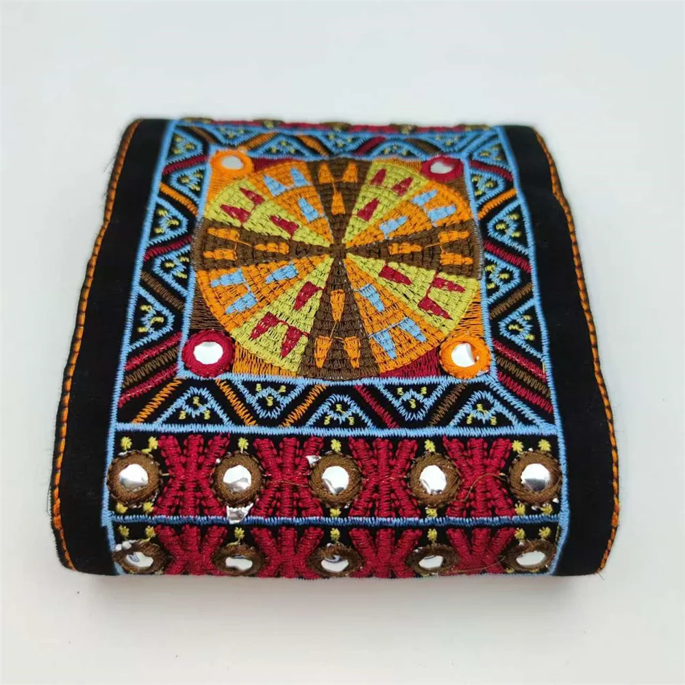 ruban de dentelle brodé, tissu africain, appliques de couture, garniture ronde, chapeau, sac, accessoires vestisens