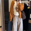cardigan tricoté pour femmes en automne, veste pull ample et douce avec boutons d'amour, tendance