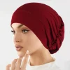 mode musulmane femmes hijabs doux extensible couleur unie turban chapeau cancer chimio bonnets casquettes chapeaux bandeau cheveux accessoires