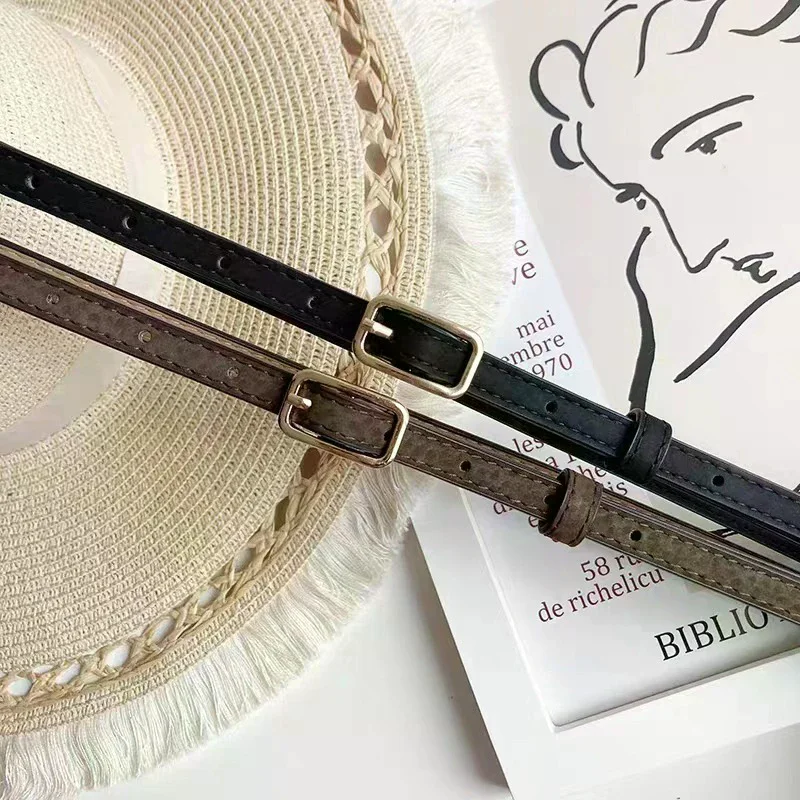 ceinture en cuir pu rétro de style européen pour unisexe, boucle luxueuse, ceinture fine, idéale pour les jeans, les ceintures pour femmes et hommes