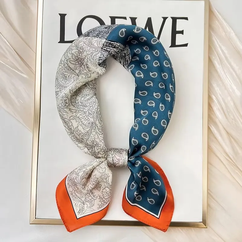 foulard carré de luxe en soie à pois pour femmes, hijab, bandes de cheveux, foulard en satin, châle, ruban, bandeau, enveloppes de mode, bandana
