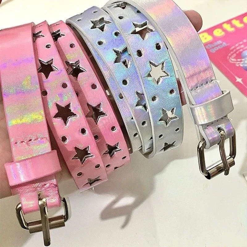 Ceinture pentagramme ajourée Y2k pour femmes, Harajuku Hip-hop Y2K, Style coréen Ins, étoile Goth, sous-culture, personnalité Laser