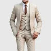 Nouveau Costume Beige hommes d&rsquo;affaires Tuxedos formel 3/2/1 pièces robe simple boutonnage marié marié bal de mariage fête
