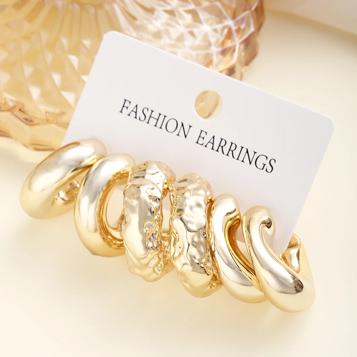 Boucles d'oreilles minimalistes en forme de C pour femmes, mode classique européenne et américaine, cadeaux pour mères et meilleurs amis, 03/Wear, 6 pièces par ensemble