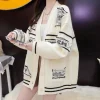 Cardigan rétro pour femmes, manteaux tricotés, col en V, manches longues, Streetwear élégant, ouvert, décontracté, ample, automne hiver
