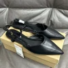 Chaussures plates pointues pour femmes, robe élégante, Slingbacks, peu profondes, grande taille, confortables, luxe, dames, mode de créateur, automne, 2024