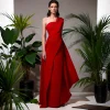 robe de soirée trapèze rouge élégante, robe de rhà col évasé, robe de gala ory longueur au sol, robe de soirée arabie saouditerobes de soirée élégantes rouges en ligne a, une épaule, robe de bal asymétrique au cou, lon