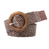 ceinture de taille tressée noir café femme ceinture vintage boho ronde en bois boucle lisse fausse paille larges ceintures sangle de taille pour les femmes