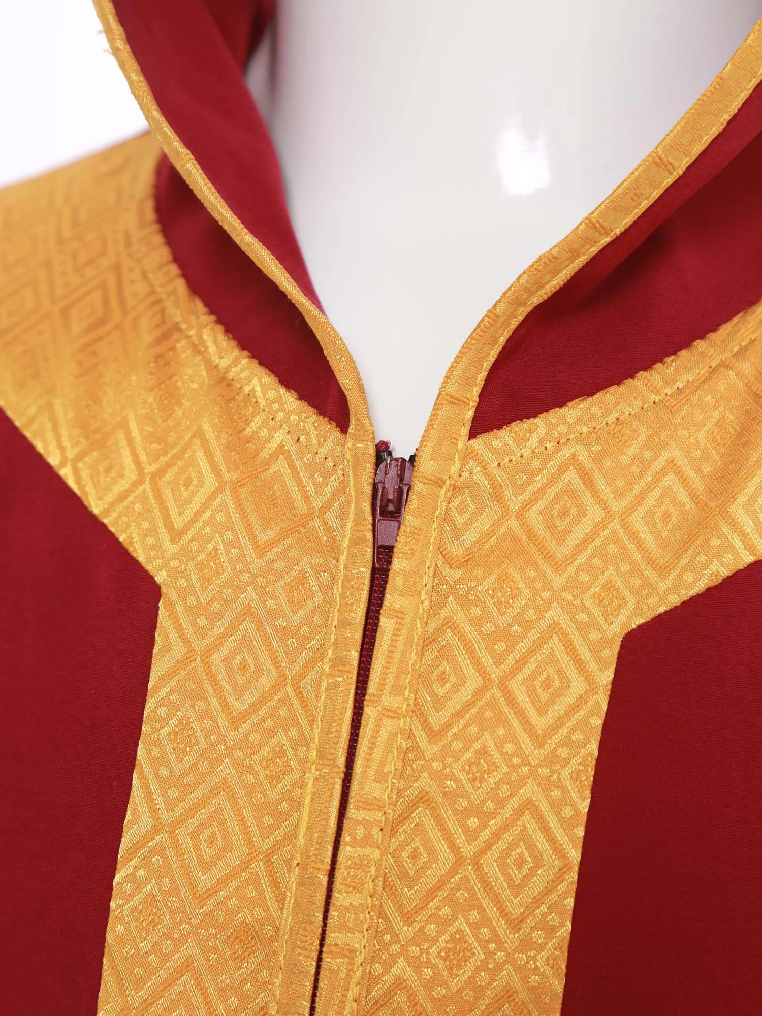 garçons filles musulman abaya robe à capuche arabe moyen orient islamique ramadan prière costume à manches longues zip or broderie robe caftan