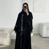 abaya ouvert sur le devant avec hijab, ensemble de 2 pièces, broderie musulmane, abayas pour femmes, dubaï, vêtements islamiques modestes, kaftan, robes turques