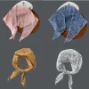 Foulard de tête en coton et lin pour femme, écharpe de sauna, petit châle, petite fleur fine, mouchoir de la présidence, écharpe triangulaire pour cheveux, INS