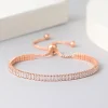 Bracelet de tennis en or rose pour femme, étincelles, bijoux faits à la main, cadeau d&rsquo;amis mignons, H017, 1.5x3mm