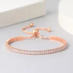 Bracelet de tennis en or rose pour femme, étincelles, bijoux faits à la main, cadeau d&rsquo;amis mignons, H017, 1.5x3mm