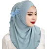 foulard islamique respirant avec nœud supérieur élégant, hijab pour ramadan, couleur unie, une pièce, casquette enveloppante pour la tête