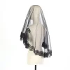 voiles de mariage pour mariée dentelle bord brodé tulle blanc noir voile pour halloween enterrement de vie de jeune fille accessoires de coiffure