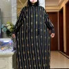 2025 coton tissu Ramadan musulman deux chapeaux Abaya dubaï turquie Islam vêtements de prière or poussière robe Islam femmes robe caftan