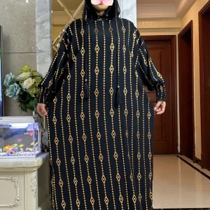 2025 coton tissu Ramadan musulman deux chapeaux Abaya dubaï turquie Islam vêtements de prière or poussière robe Islam femmes robe caftan