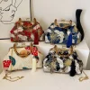 pochette de soirée de luxe pour femmes, pochette de mariée, sac à main avec chaîne, sacs à bandoulière, petit sac à main de fête, poignée en rotin, fourre tout