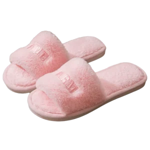 Élégant doux décontracté moelleux pantoufles chaud anti-dérapant femmes maison appartements semelle épaisse lettre maison coton chaussures étudiant