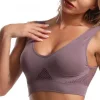 soutien gorge de sport respirant pour femmes, sous vêtements sexy, brassière sans fil, hauts de sport, absorbe la sueur, gilet actif antichoc, coussinet amovible
