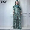 WINYI-Robe musulmane pour femmes, abaya africaine, dubaï, col ras du cou, imprimé, kaftan, élégante, longueur maxi, tenue de plage