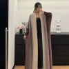 abaya de luxe pour femmes, avec col évasé, manches longues, dégradé de couleur, cardigan rétro à nouer, ample, grande taille, pour vêtements de fête