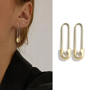 Boucles d&rsquo;oreilles classiques avec épingle de sûreté pour femmes et hommes, unisexe, trombone, couleur or argent noir, alliage de Zinc, à la mode, bijoux cadeau, 2023