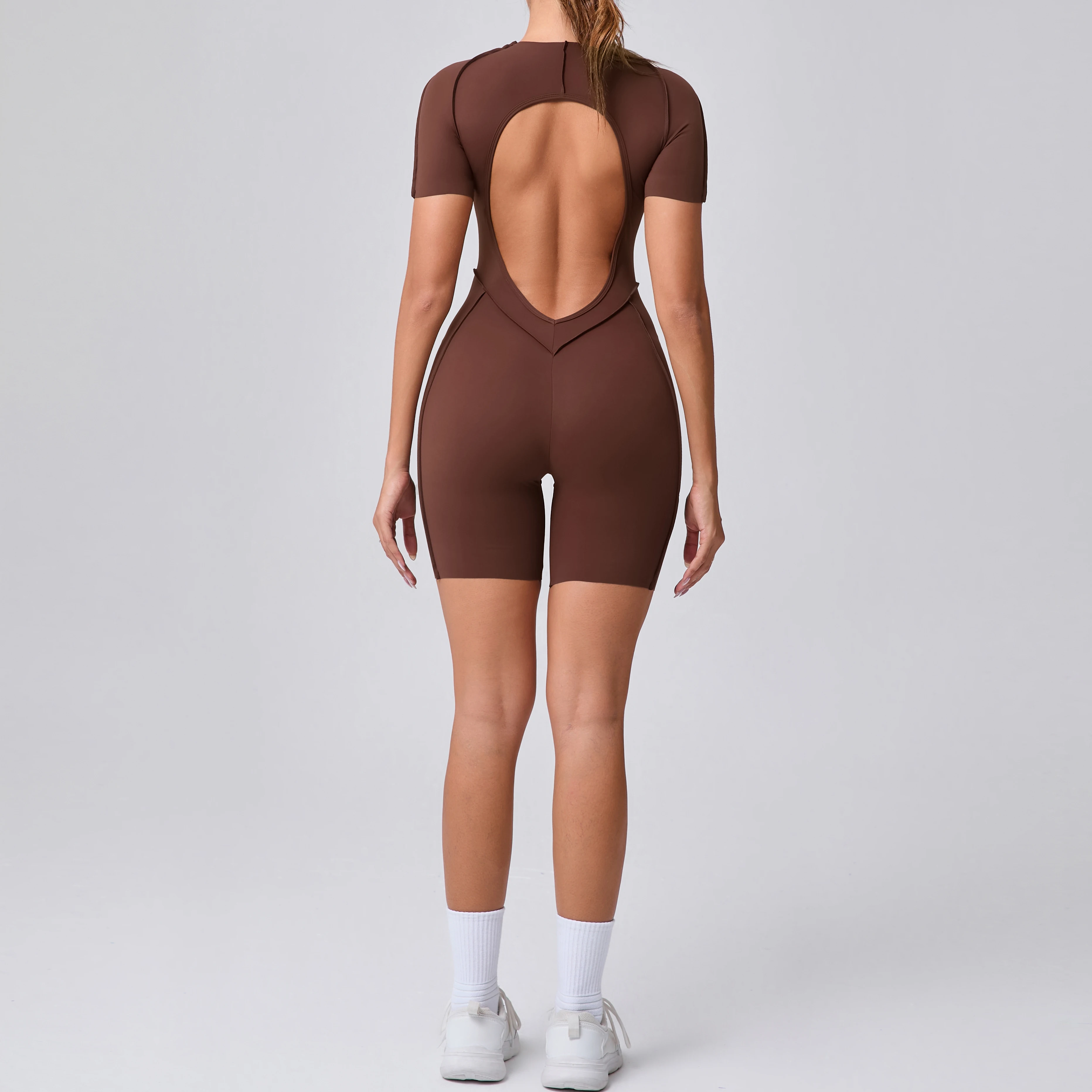 Combinaison courte vêtements de sport pour femmes vêtements de sport salopette de Fitness dos nu Scrunch butin Yoga costume ensemble de sport tenue