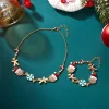ensemble de bijoux de noël minimalistes pour femmes, collier en alliage avec vieil homme et collier en pain d'épice, parfait comme accessoires de bijoux